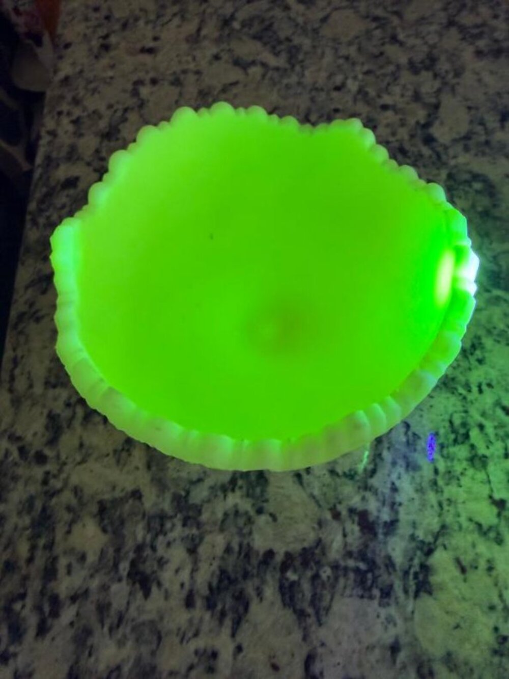 Vintage Fenton Pinwheel Uranium Satin Custard Glass Pedestal Compote 5" Tall